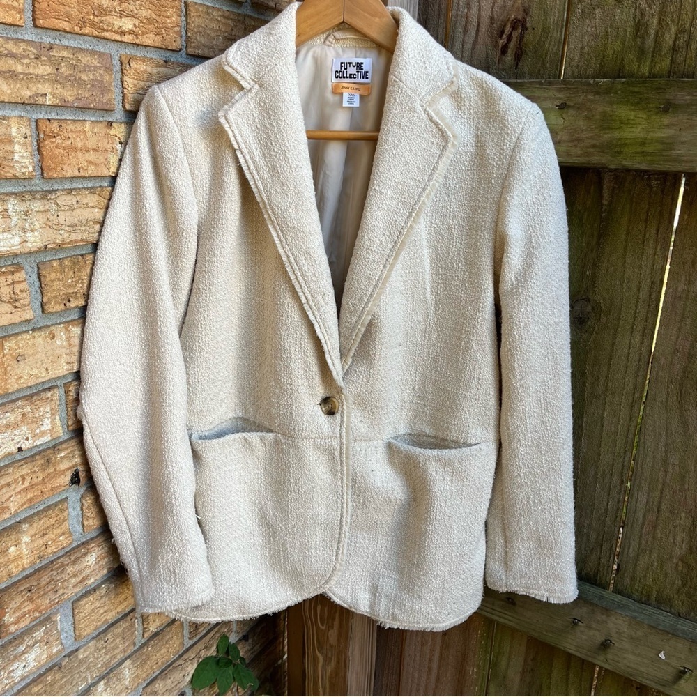 Cream Textured Blazer by Future Collective